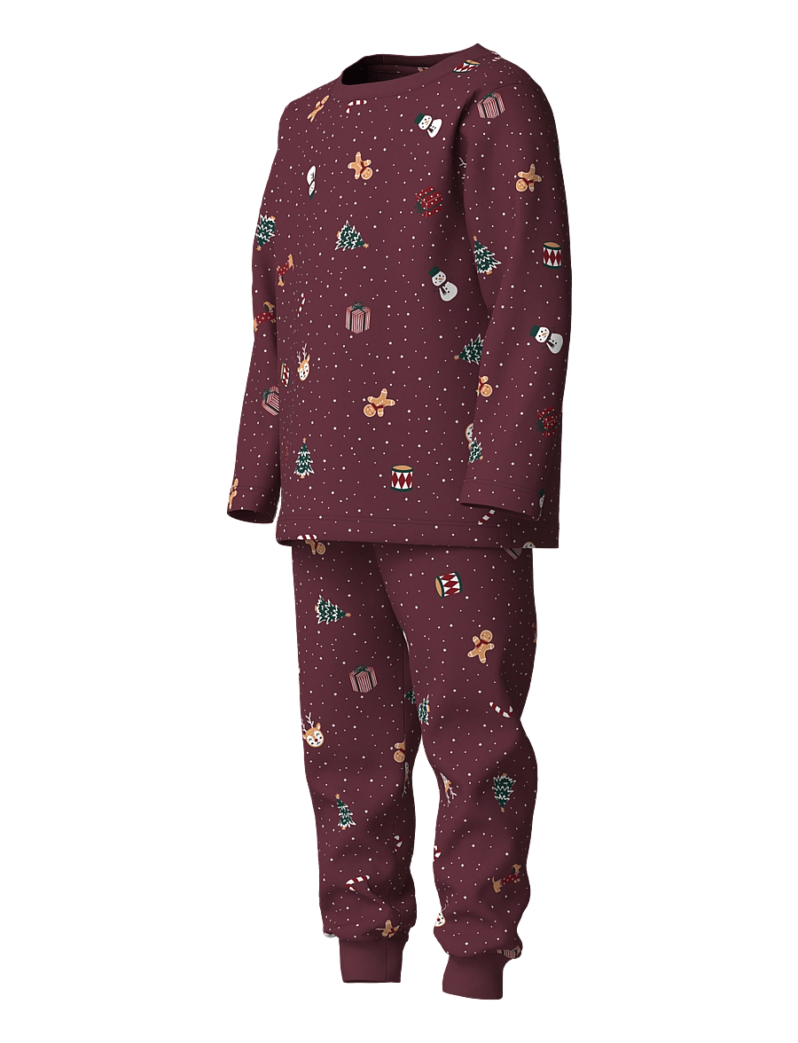 name it - NMNVISMAS LS NIGHTSET - pyjama-sets - burgundy - 2