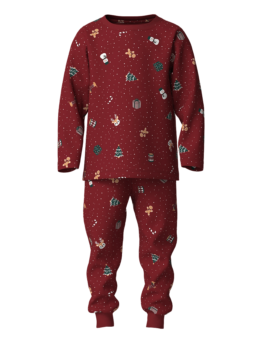 name it - NMNVISMAS LS NIGHTSET - pyjama-sets - red dahlia - 0