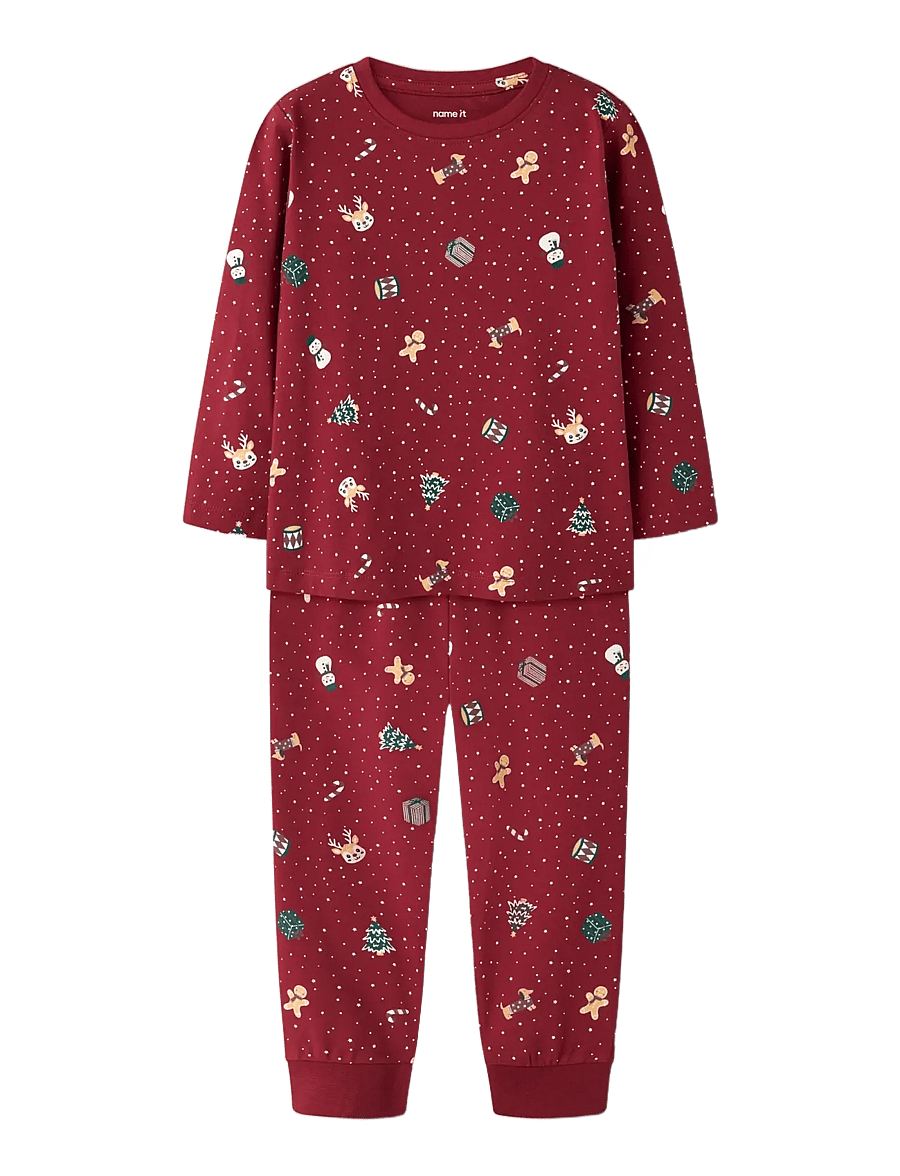 name it - NMNVISMAS LS NIGHTSET - pyjama-sets - red dahlia - 2