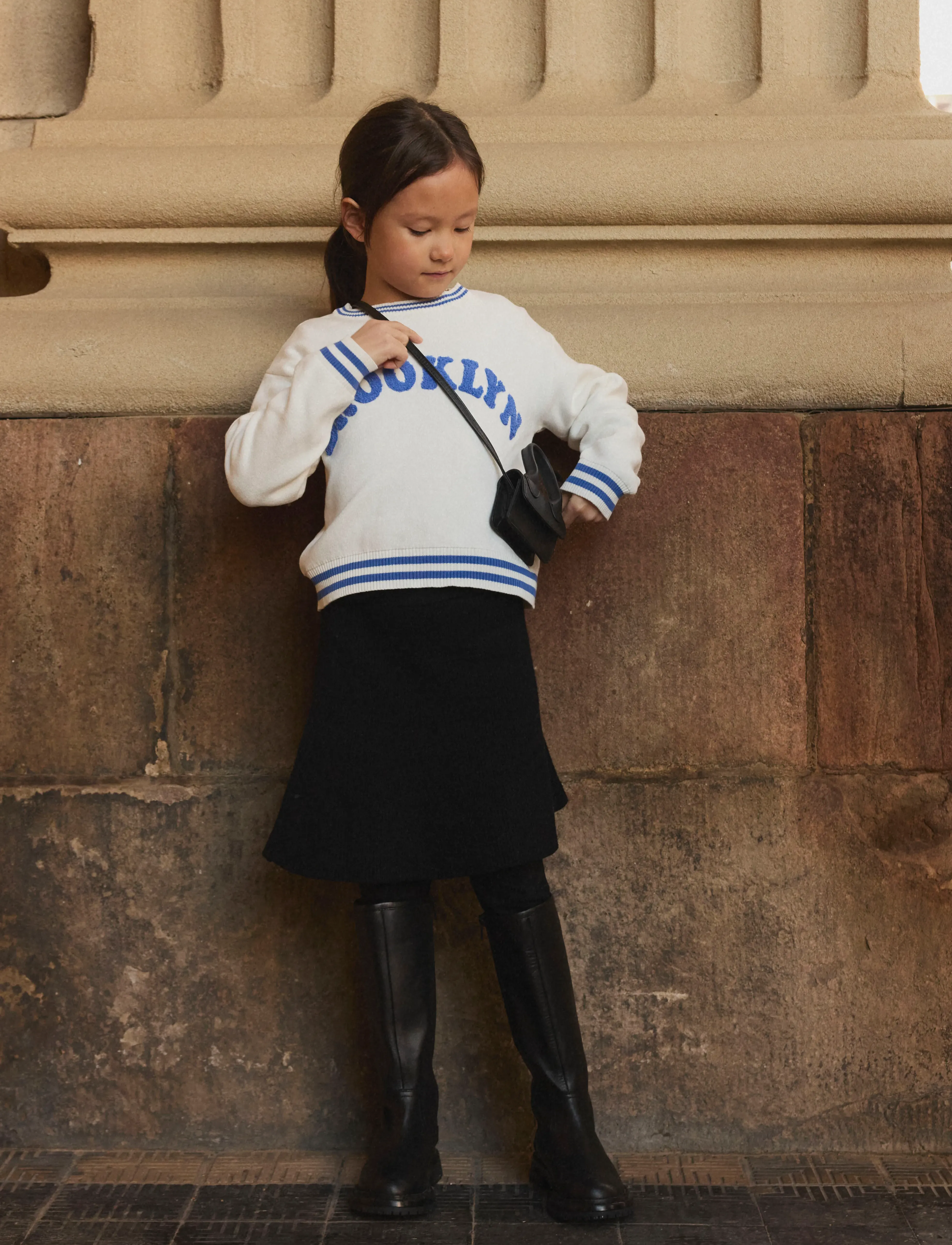 name it Nkfnilla Knit Skirt, Børn, Mini Strikket Nederdel, Sort, Str: 122