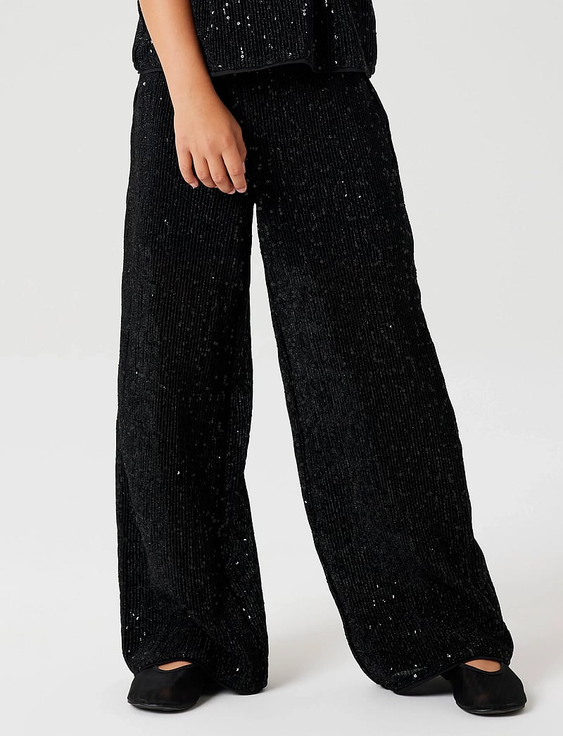 name it - NKFRUNIC SEQUIN WIDE PANT - osta vanuse järgi - black - 4