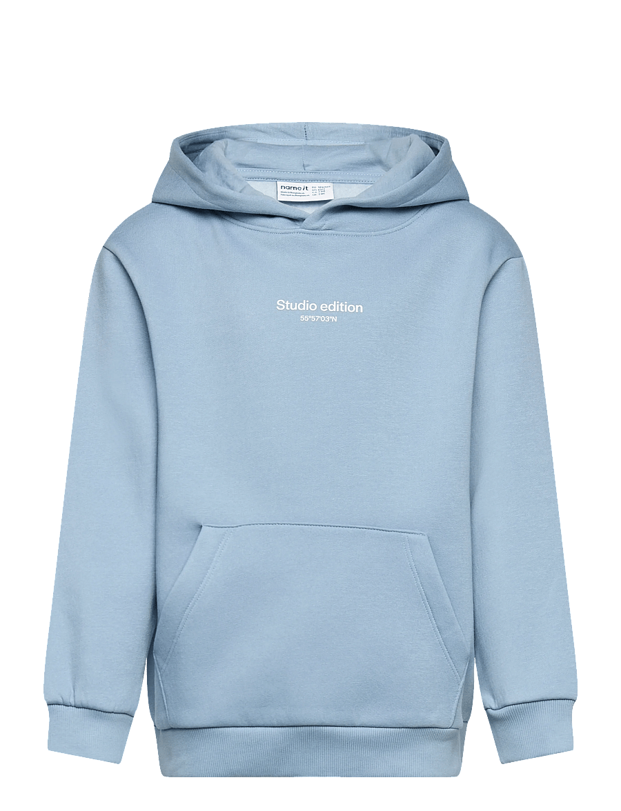 name it - NKMBRODY LS NREG SWEAT WH BRU NOOS - kapuzenpullover - ashley blue - 0