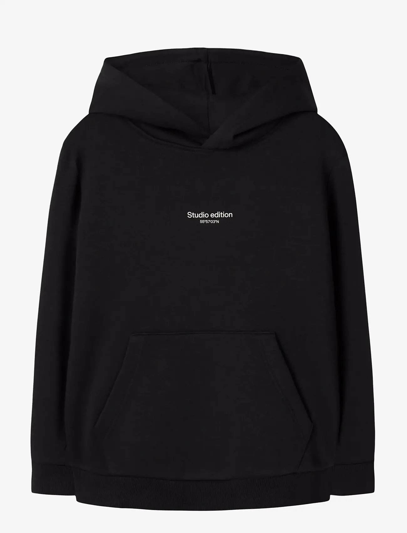 name it - NKMBRODY LS NREG SWEAT WH BRU NOOS - hættetrøjer - black - 0