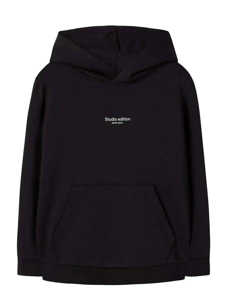 name it - NKMBRODY LS NREG SWEAT WH BRU NOOS - huvtröjor - black - 0