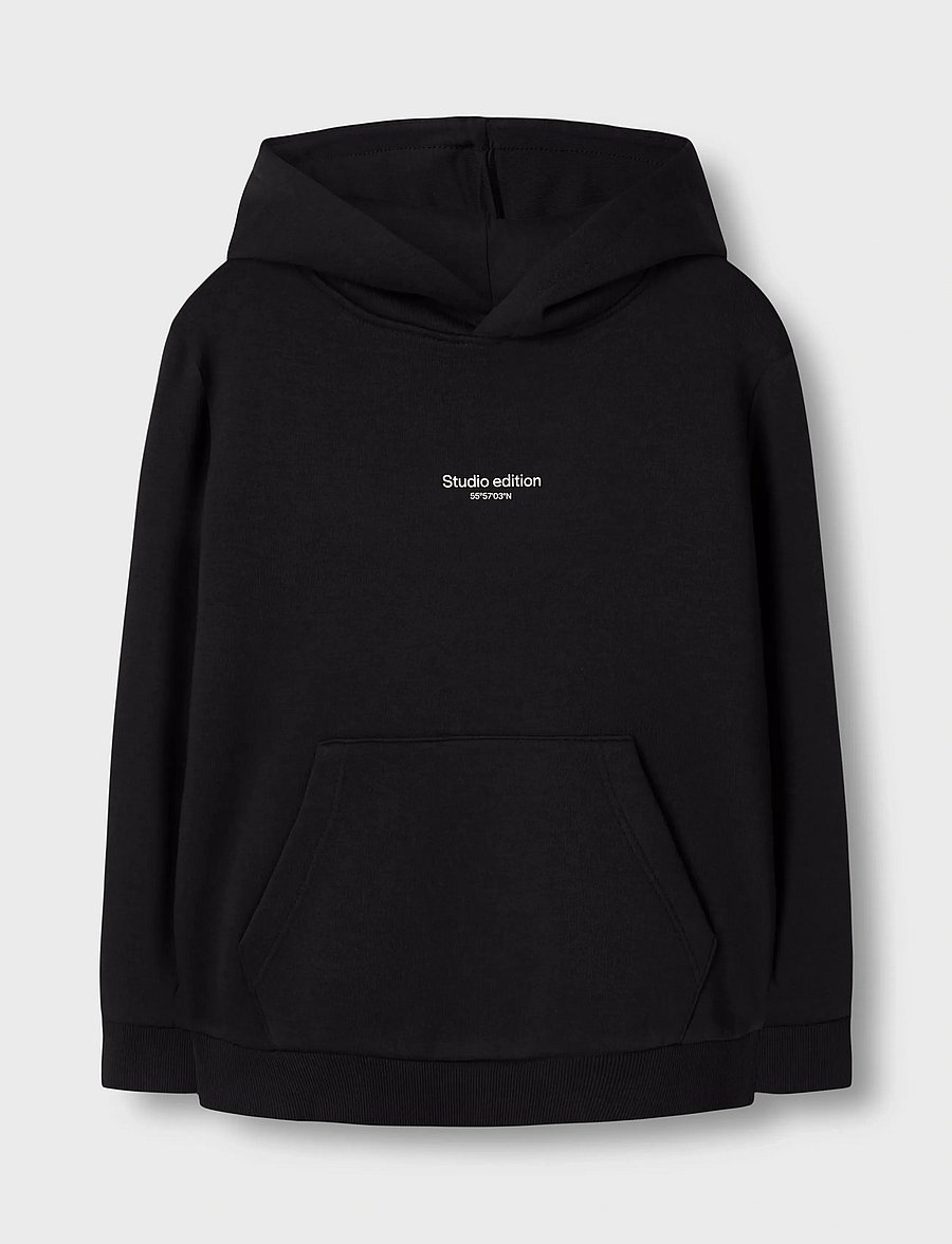 name it - NKMBRODY LS NREG SWEAT WH BRU NOOS - huvtröjor - black - 2