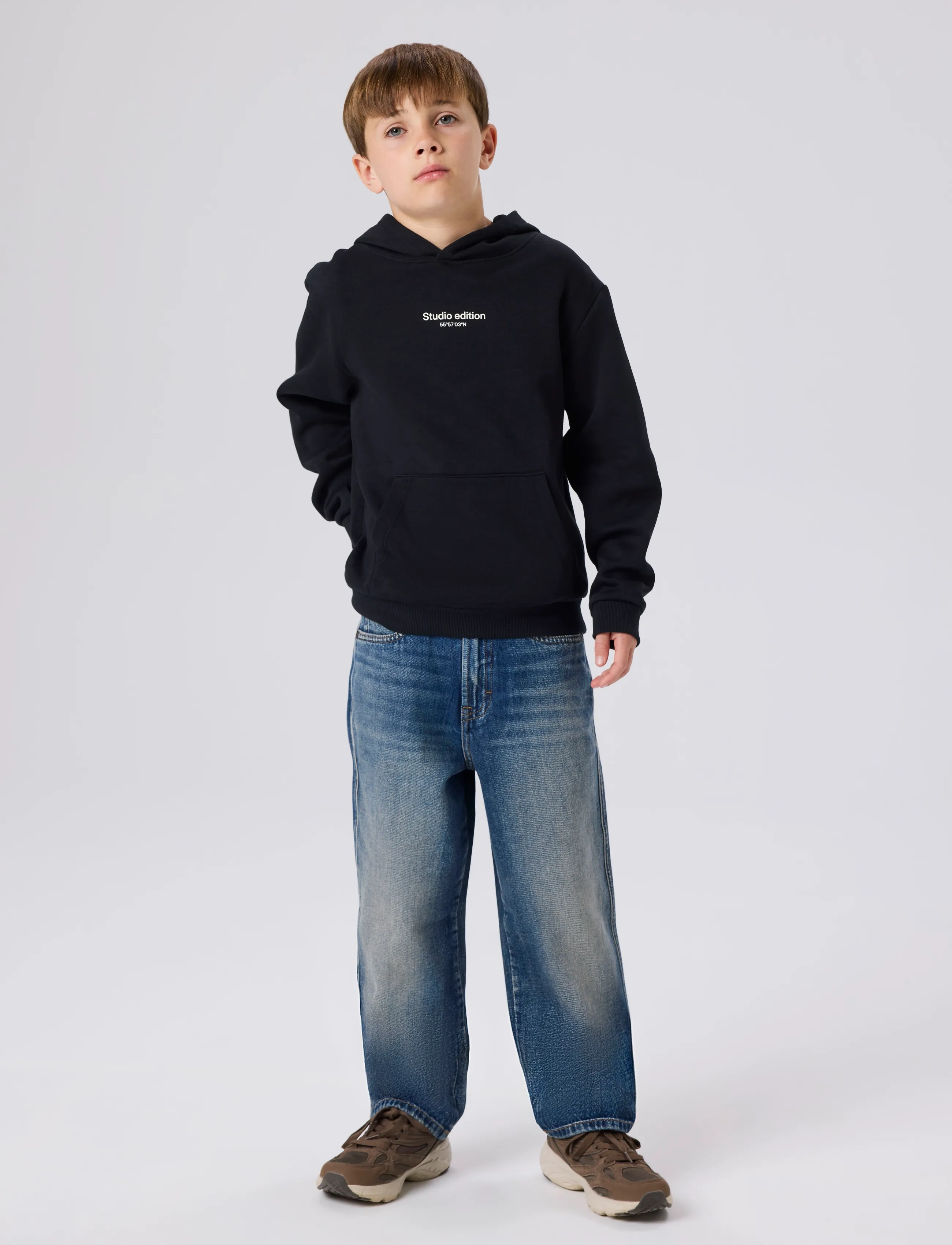 name it - NKMBRODY LS NREG SWEAT WH BRU NOOS - huvtröjor - black - 5