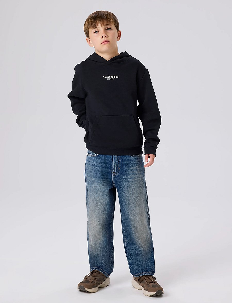 name it - NKMBRODY LS NREG SWEAT WH BRU NOOS - huvtröjor - black - 5