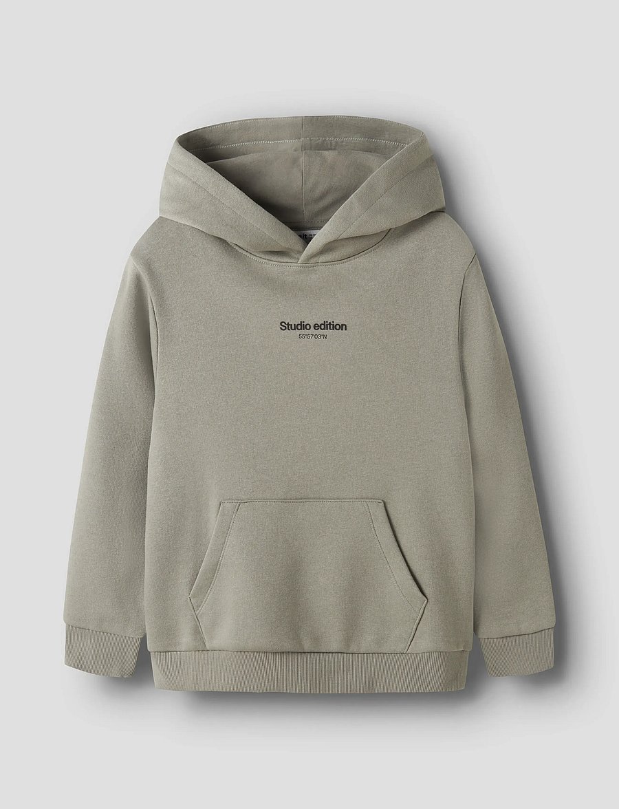 name it - NKMBRODY LS NREG SWEAT WH BRU NOOS - huvtröjor - shadow - 0
