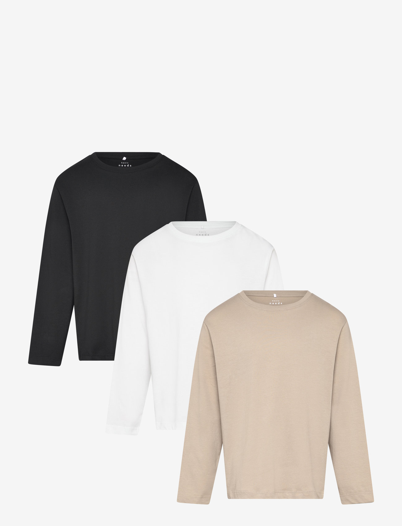 name it - NKMVOBBO LS NREG TOP 3P NOOS - långärmade t-shirts - black - 0