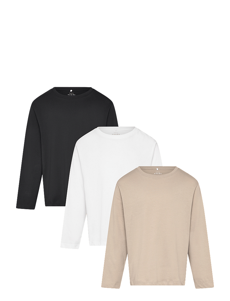 name it - NKMVOBBO LS NREG TOP 3P NOOS - långärmade t-shirts - black - 0