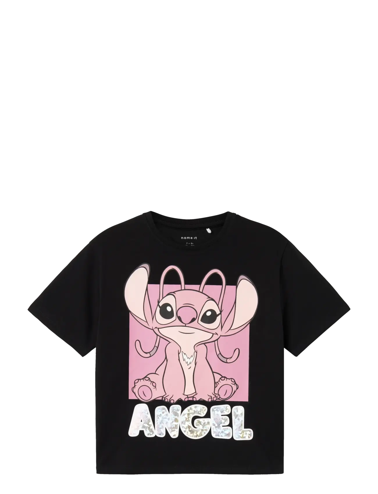 name it Nkfnyri Stitch Ss Nreg Top Box Lnoos Wdi, Børn, Stitch Kortærmet T-Shirt, Sort, Str: 116