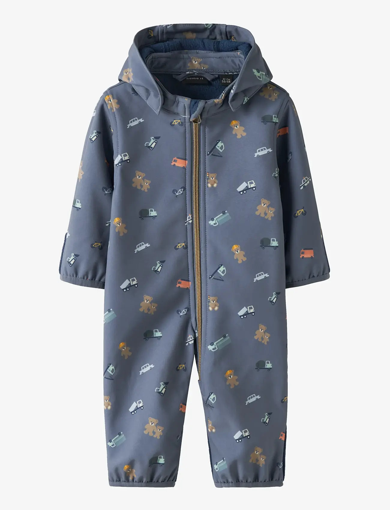 name it - NBMALFA08 SOFTSHELL SUIT AOP FO - skaldragter - flint stone - 0