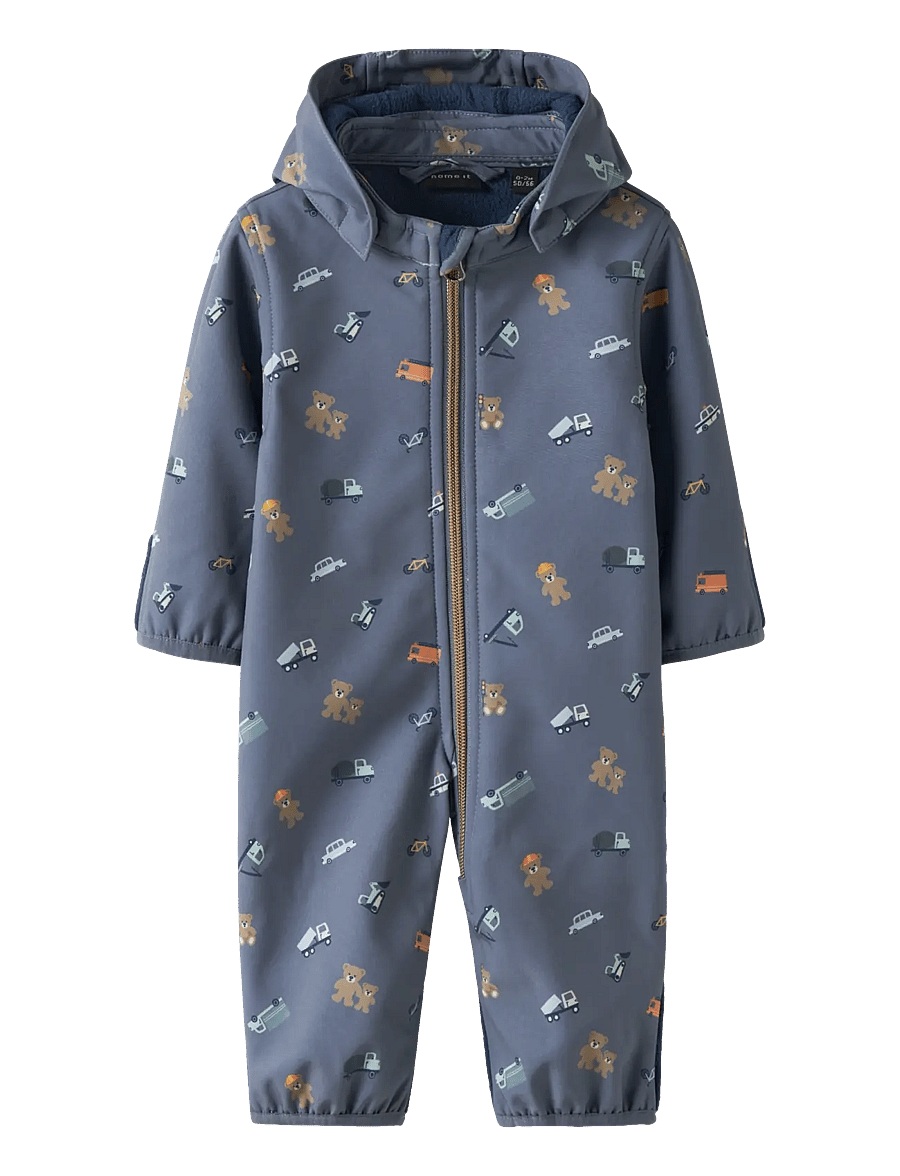 name it - NBMALFA08 SOFTSHELL SUIT AOP FO - softshelloveraller - flint stone - 0