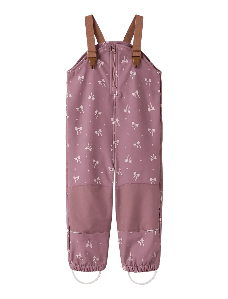 name it - NMFALFA08 SOFTSHELL BIB PANT AOP FO - softshell auduma bikses - wistful mauve - 0