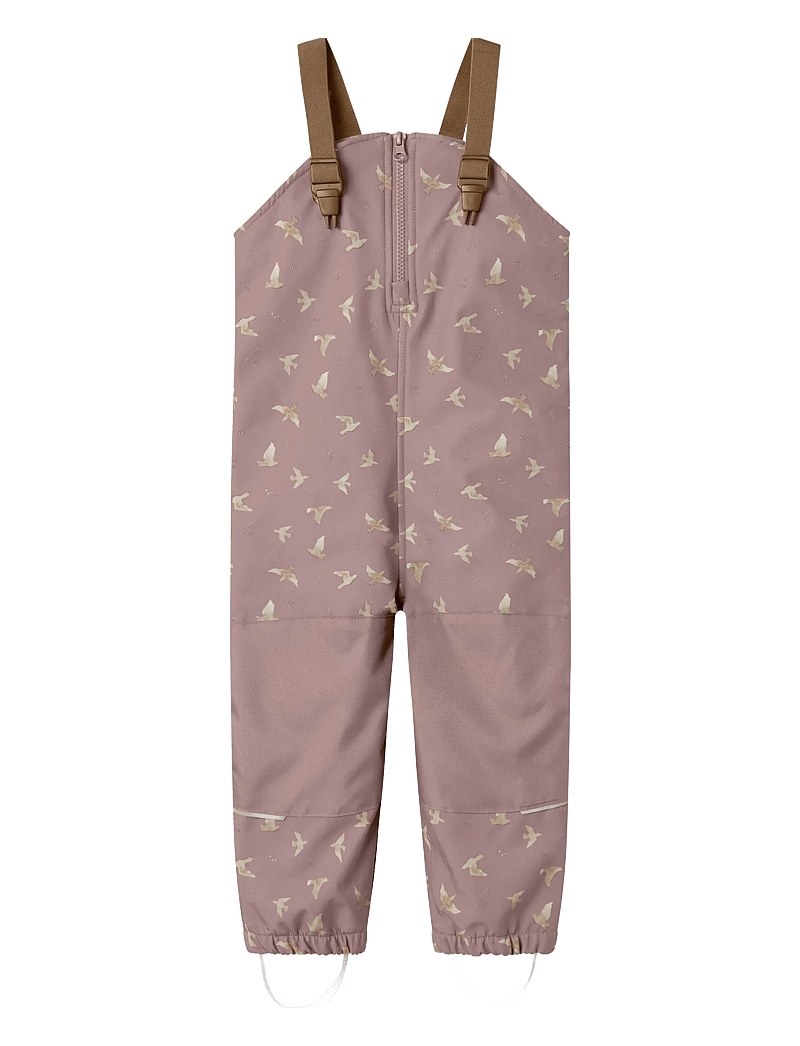 name it - NMFALFA08 SOFTSHELL BIB PANT AOP FO - softshellbyxor - woodrose - 0