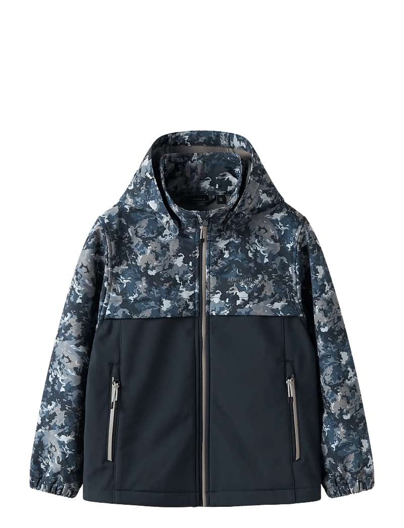 name it - NKMALFA08 SOFTSHELL JACKET BLOCK AOP FO - shell-jacken - flint stone - 1