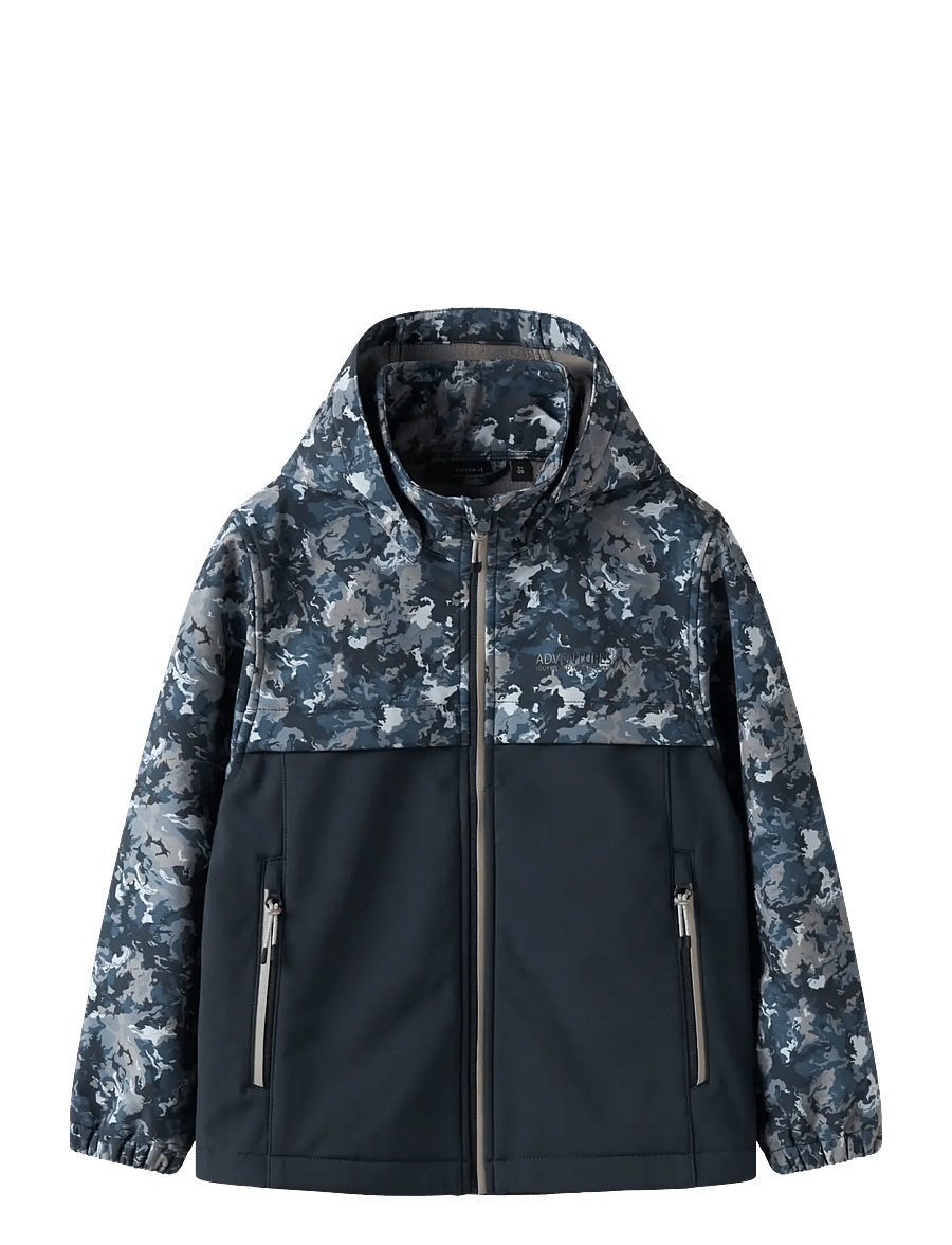 name it - NKMALFA08 SOFTSHELL JACKET BLOCK AOP FO - shell-jacken - flint stone - 1