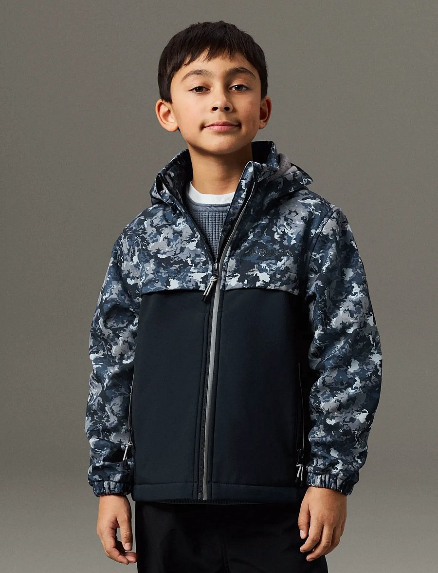 name it - NKMALFA08 SOFTSHELL JACKET BLOCK AOP FO - shell-jacken - flint stone - 0