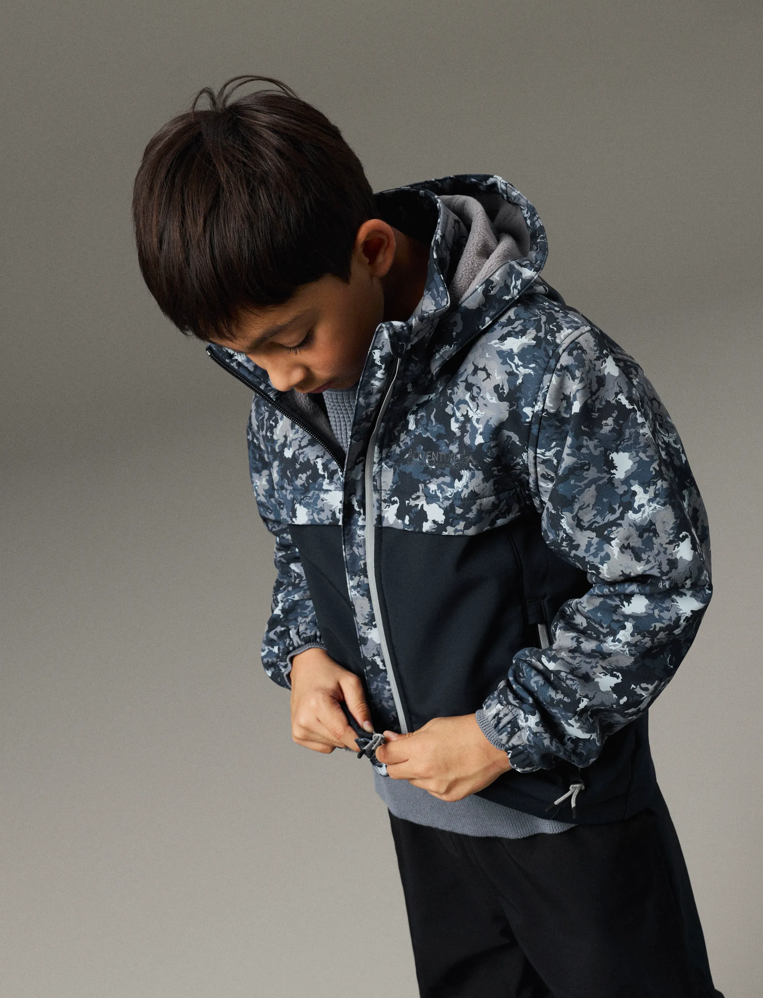name it - NKMALFA08 SOFTSHELL JACKET BLOCK AOP FO - skaljackor - flint stone - 3