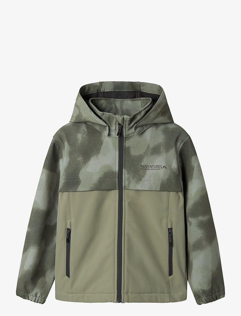 name it - NKMALFA08 SOFTSHELL JACKET BLOCK AOP FO - neperpučiamos striukės - shadow - 0