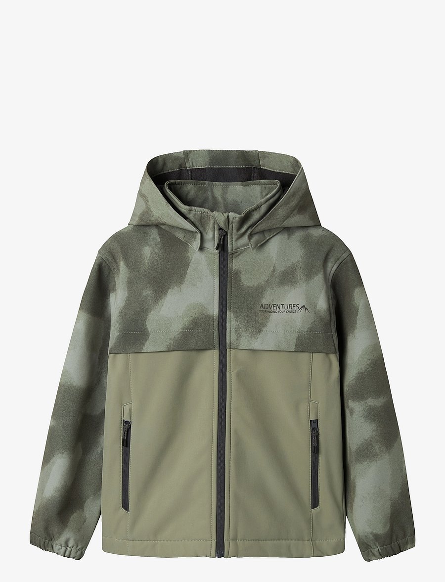 name it - NKMALFA08 SOFTSHELL JACKET BLOCK AOP FO - shell-jacken - shadow - 0