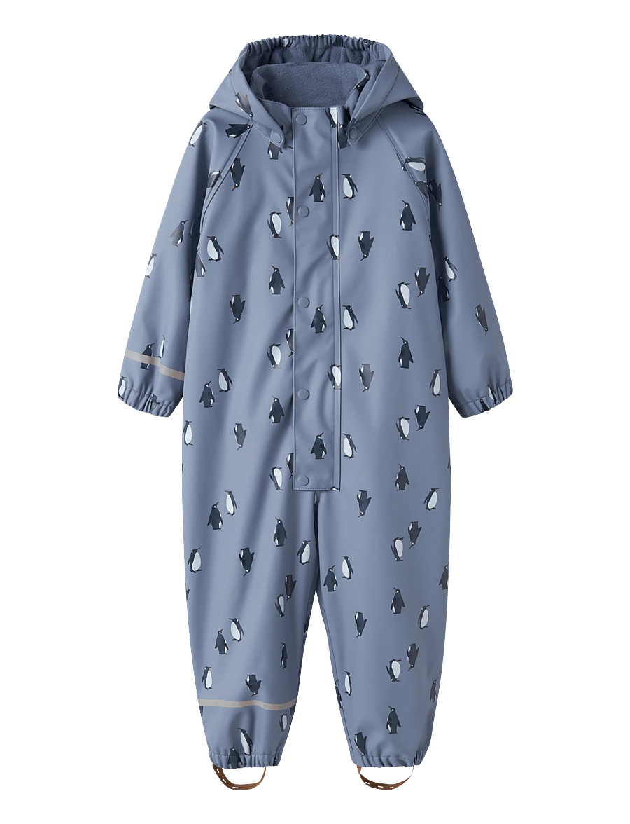 name it - NMMDRY10 RAIN SUIT FLEECE AOP FO - country blue - 0