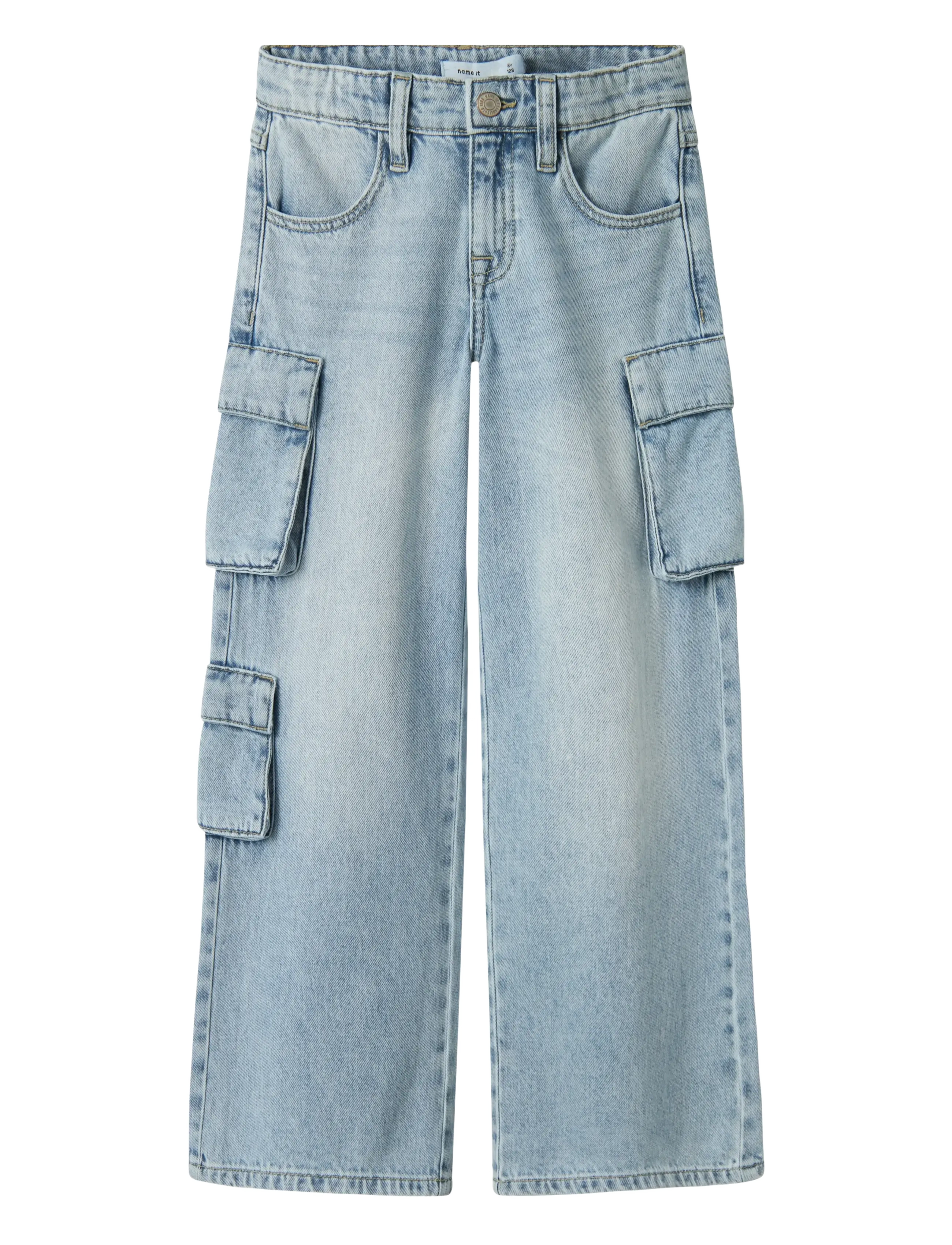 name it NKFBELLA WIDE CARGO JEANS 8772-BE NOOS - 4 for 3 - LIGHT BLUE BLEACHED DENIM / blue