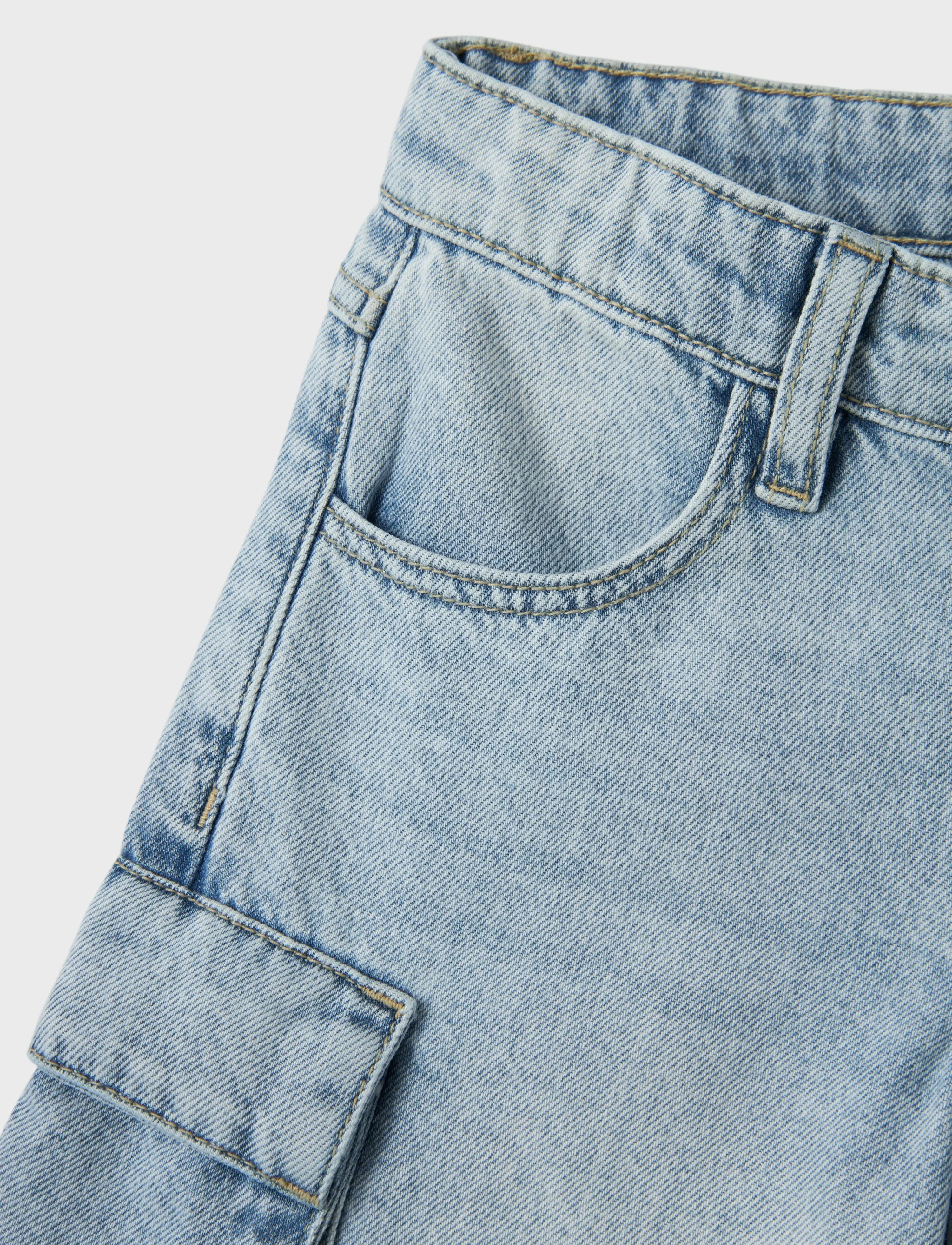 name it - NKFBELLA WIDE CARGO JEANS 8772-BE NOOS - hosen mit weitem bein - light blue bleached denim - 5