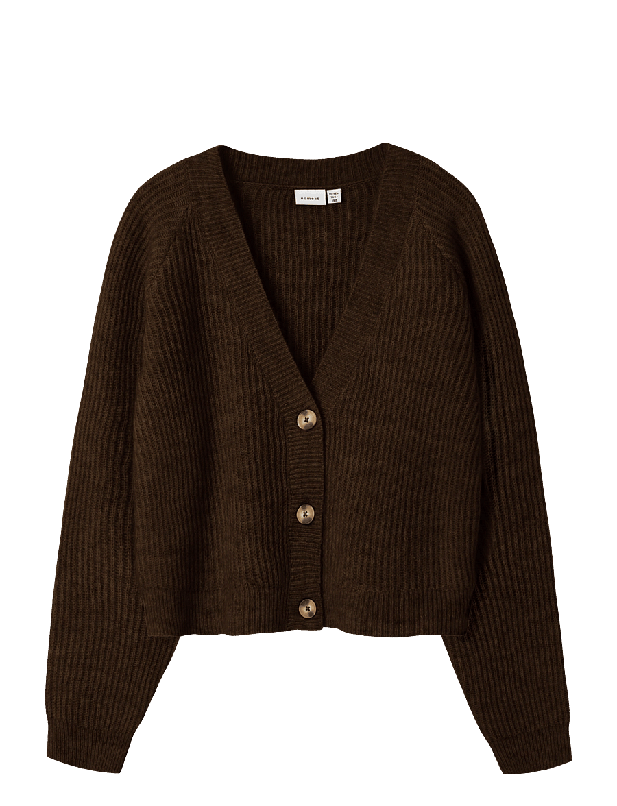 name it - NKFHOLLY BOXY SHORT KNIT CARD NOOS - kardiganid - chocolate plum - 0