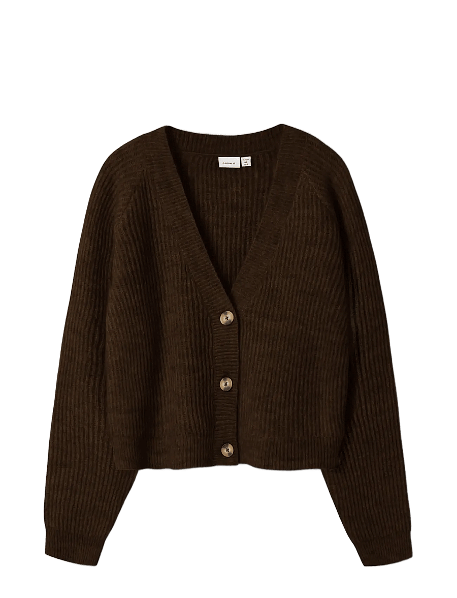 name it - NKFHOLLY BOXY SHORT KNIT CARD NOOS - kardiganid - chocolate plum - 1