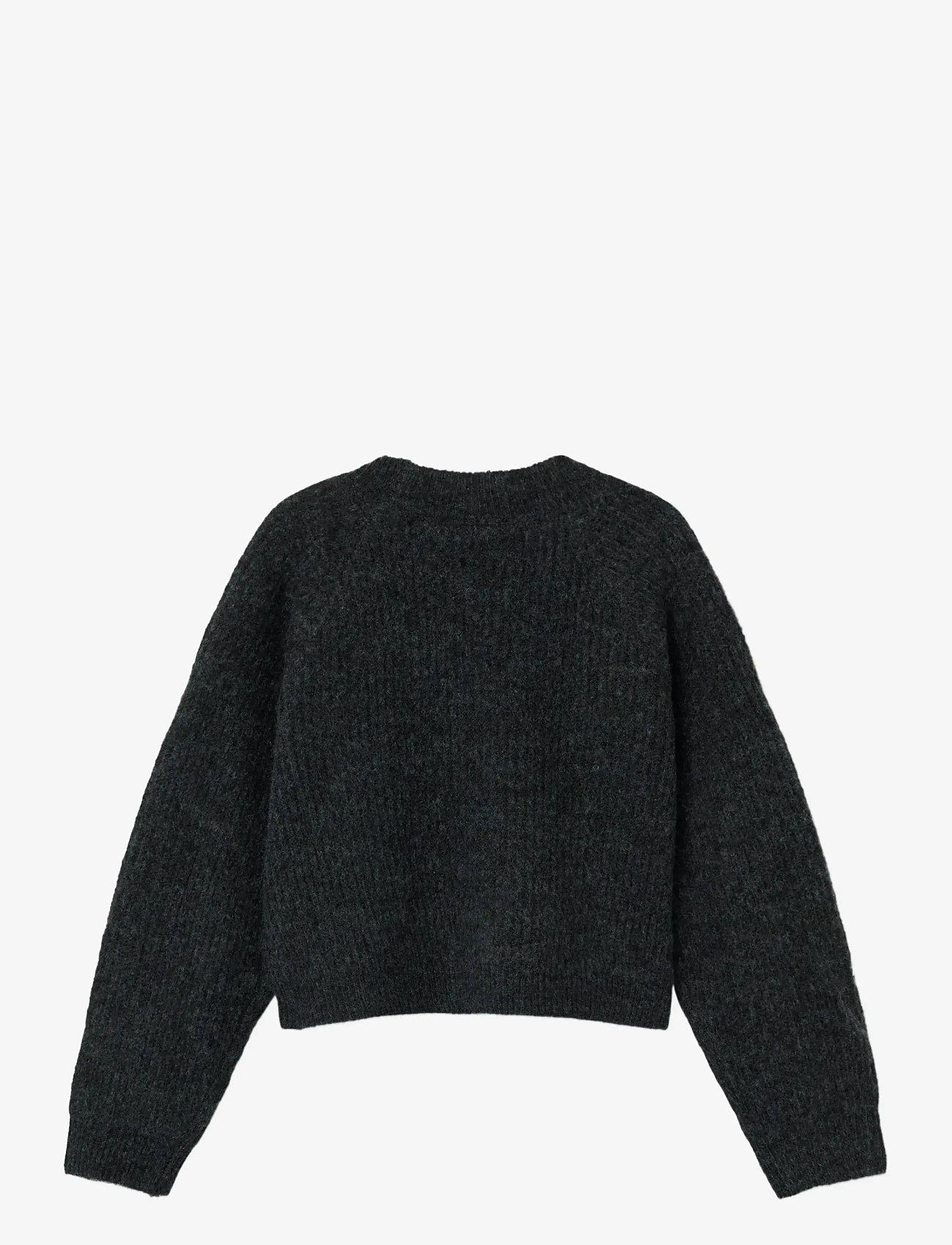 name it - NKFHOLLY BOXY SHORT KNIT CARD NOOS - koftor - dark grey melange - 2