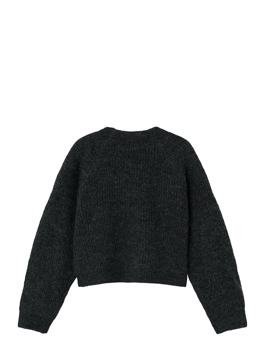 name it - NKFHOLLY BOXY SHORT KNIT CARD NOOS - cardigans - dark grey melange - 2