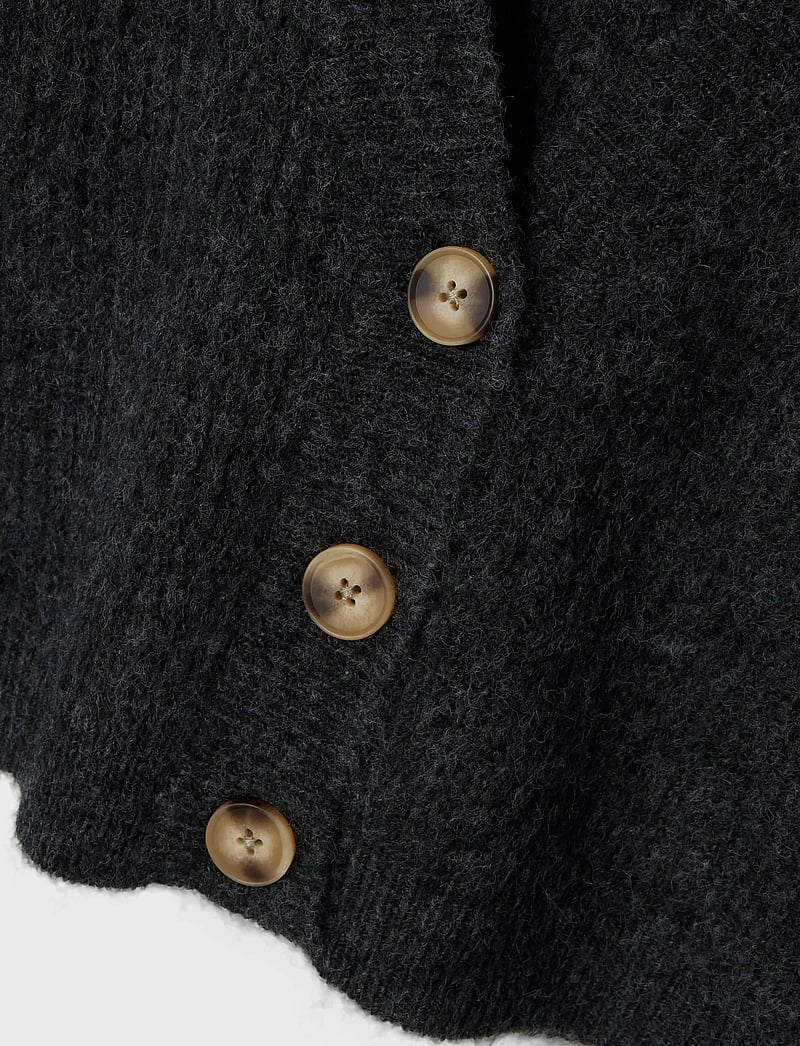 name it - NKFHOLLY BOXY SHORT KNIT CARD NOOS - cardigans - dark grey melange - 4