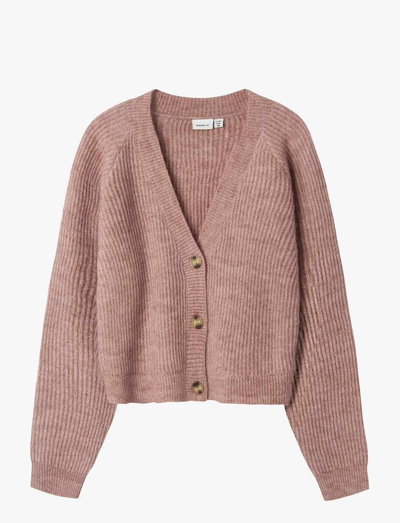 name it - NKFHOLLY BOXY SHORT KNIT CARD NOOS - susegamieji megztiniai - deauville mauve - 0
