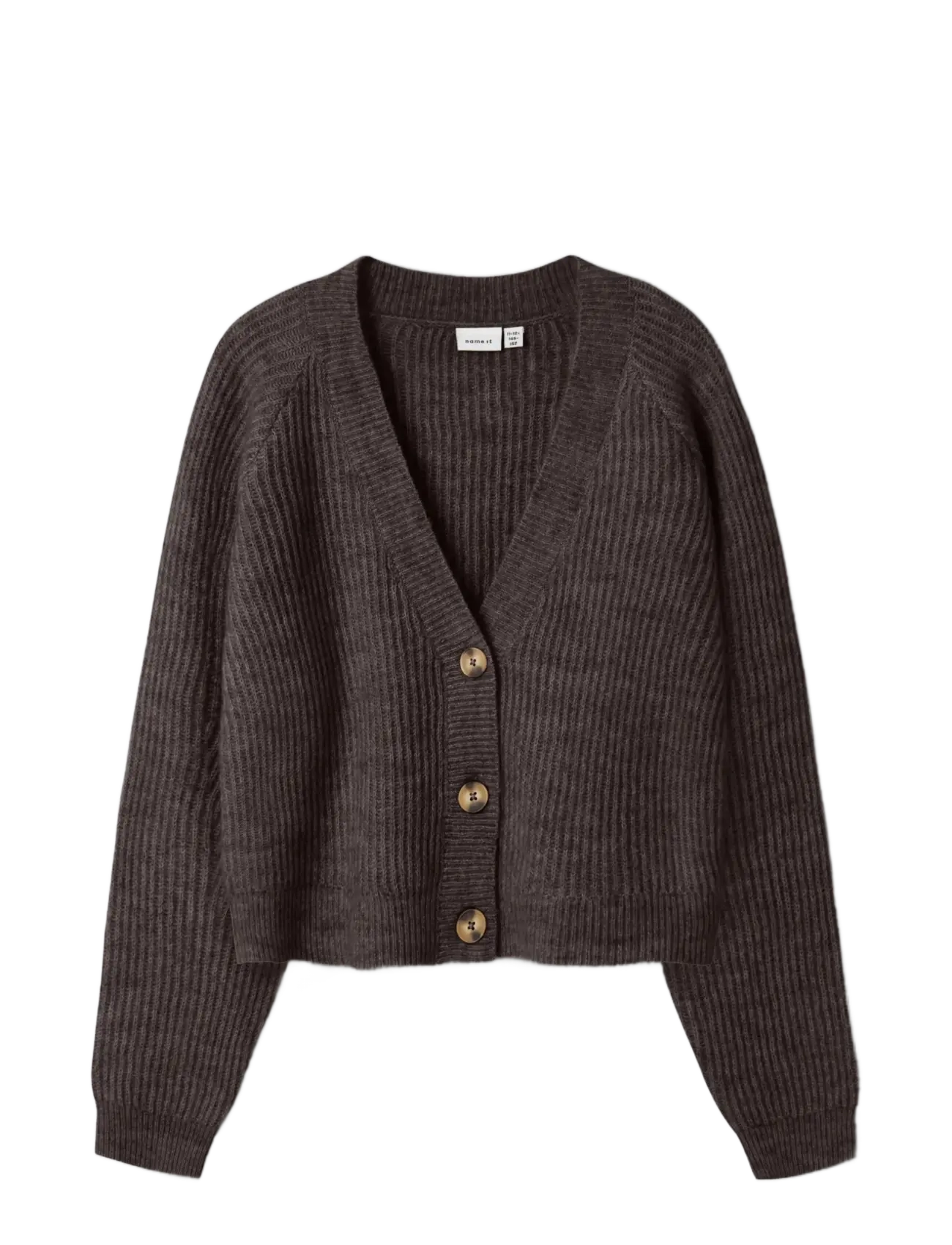 name it Nkfholly Boxy Short Knit Card Noos, 116, Knitwear, Braun - Cardigans, Kinder