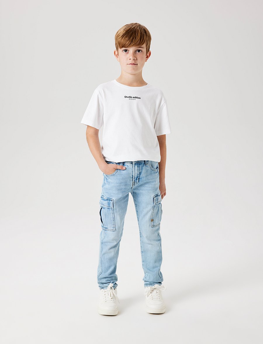 name it - NKMSILAS TAPERED CARG JEANS 6650-AZ NOOS - regular jeans - light blue denim - 4