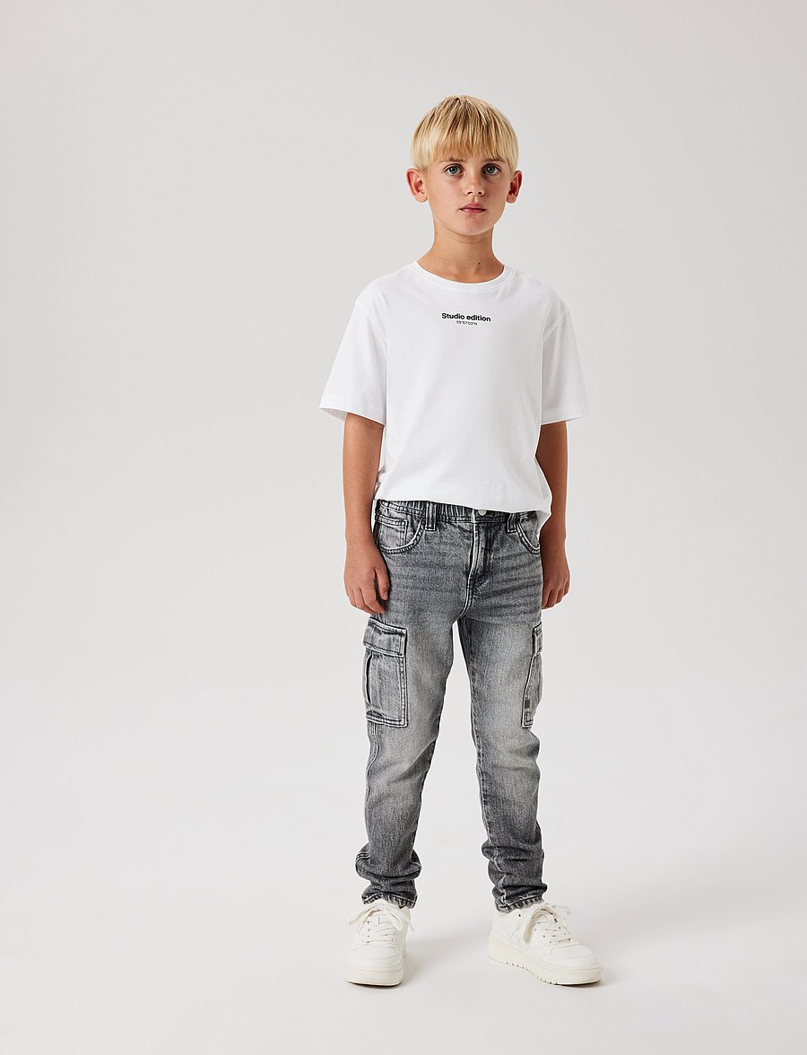 name it - NKMSILAS TAPERED CARG JEANS 6650-AZ NOOS - regular jeans - medium grey denim - 5