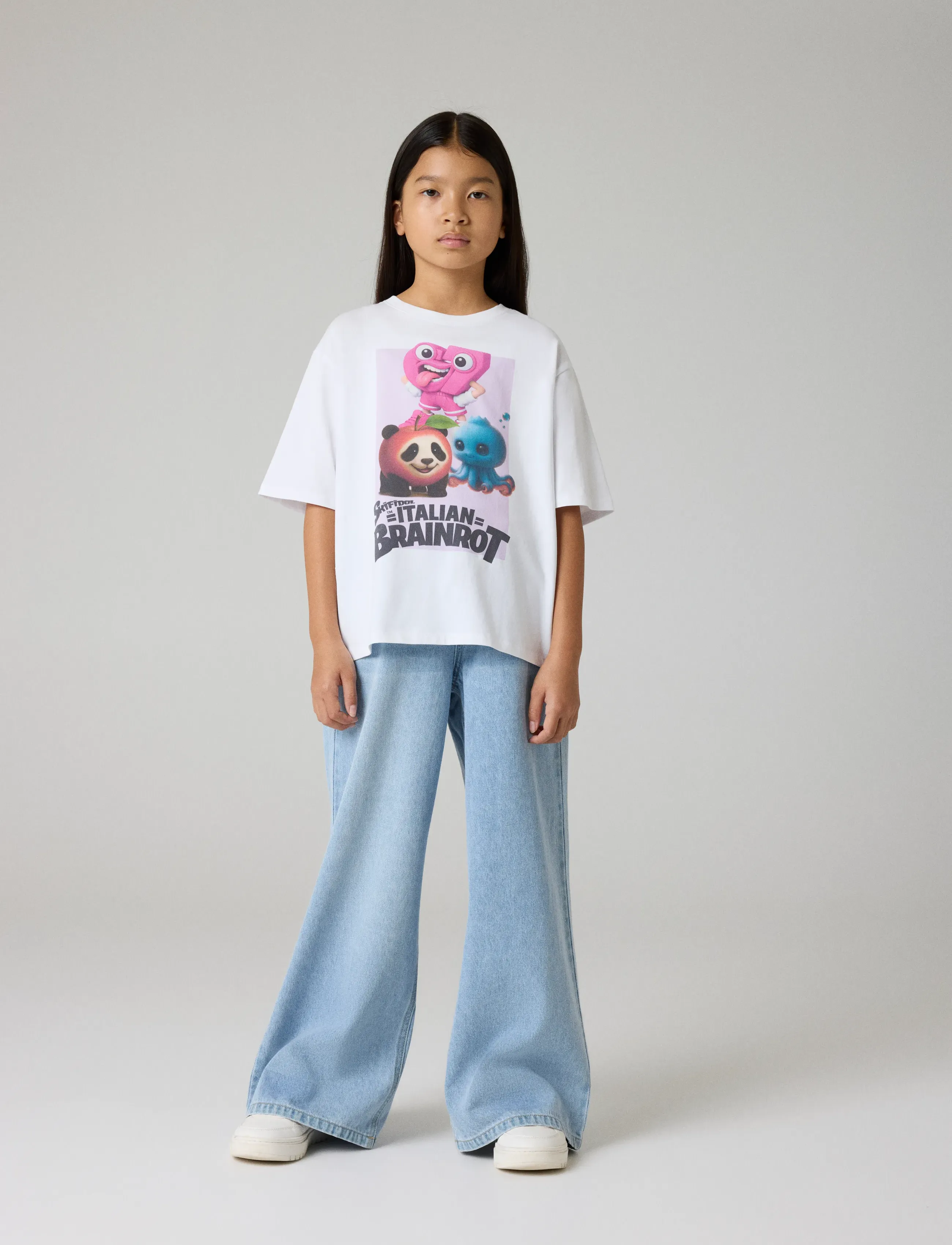 name it - NKFBELLA SKATER XWIDE JEANS 3111-ZA NOOS - hosen mit weitem bein - light blue bleached denim - 0