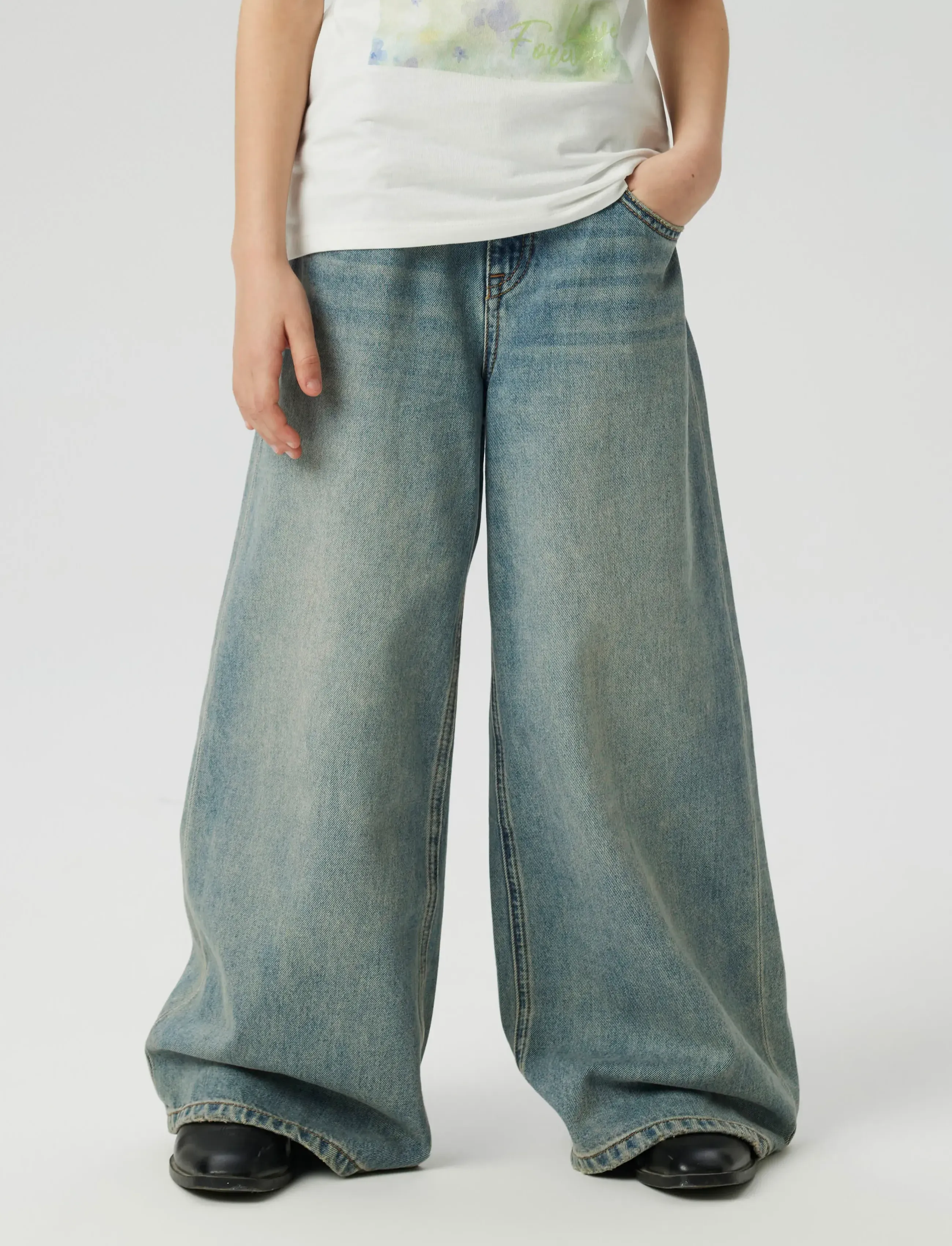 name it - NKFBELLA SKATER XWIDE JEANS 3111-ZA NOOS - brede jeans - vintage medium blue denim - 5