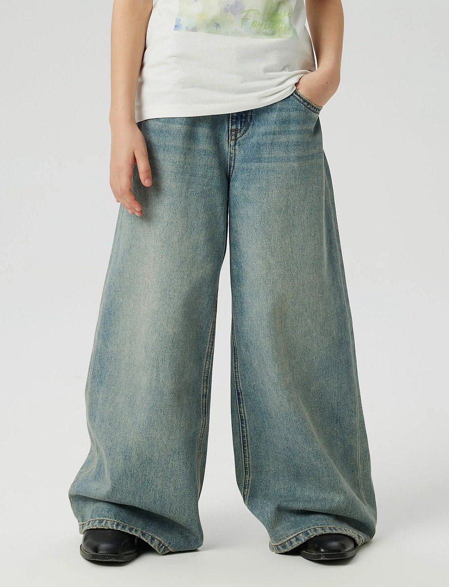 name it - NKFBELLA SKATER XWIDE JEANS 3111-ZA NOOS - leveälahkeiset farkut - vintage medium blue denim - 5