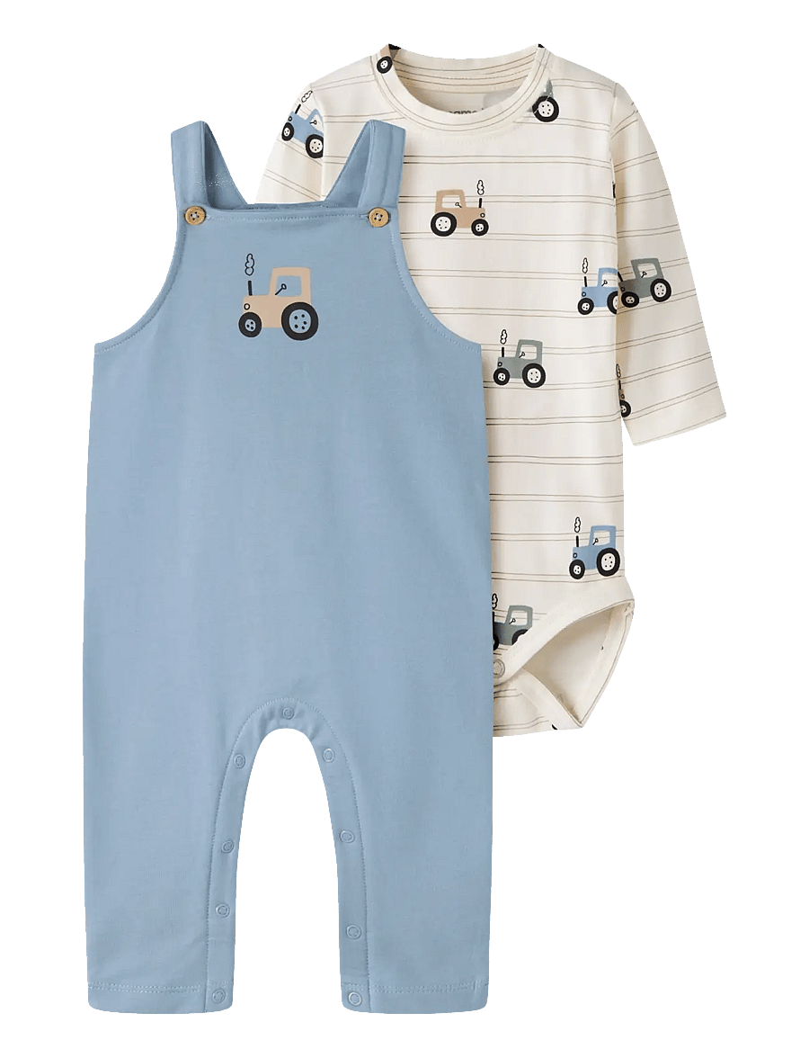 name it - NBMVONNE SWEAT OVERALL BOX BRU SET - komplektid bodiga - antique white - 0