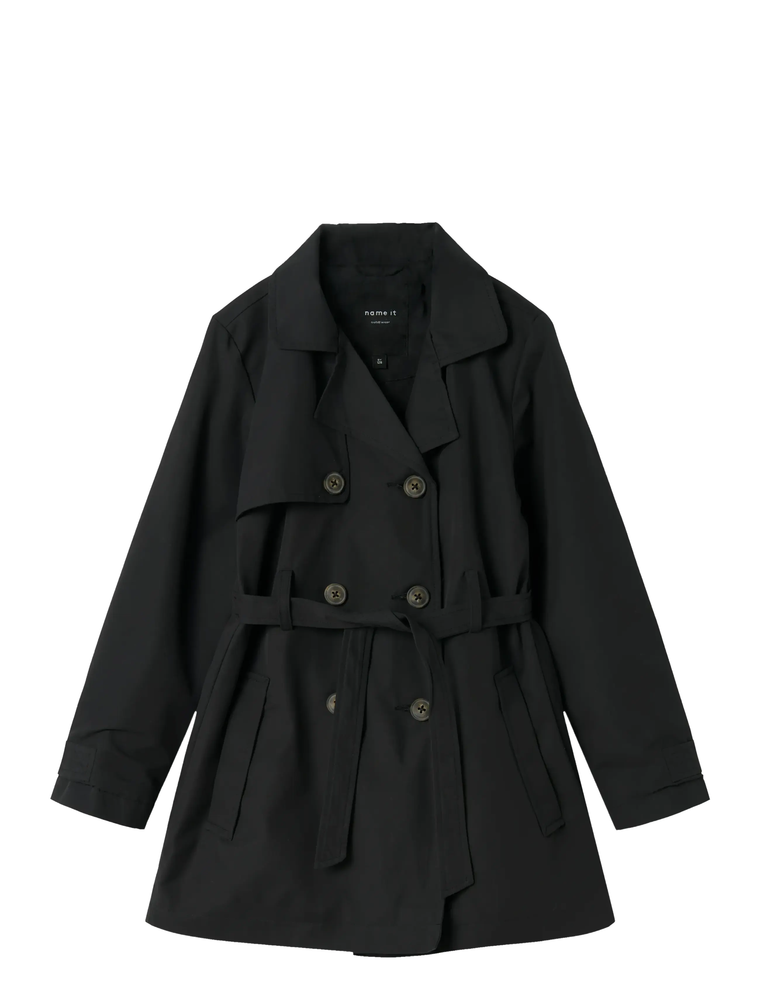 name it Nkfmadelin Trench Coat Noos, 116, Black, Jakker Og Frakker > Frakker, Børn