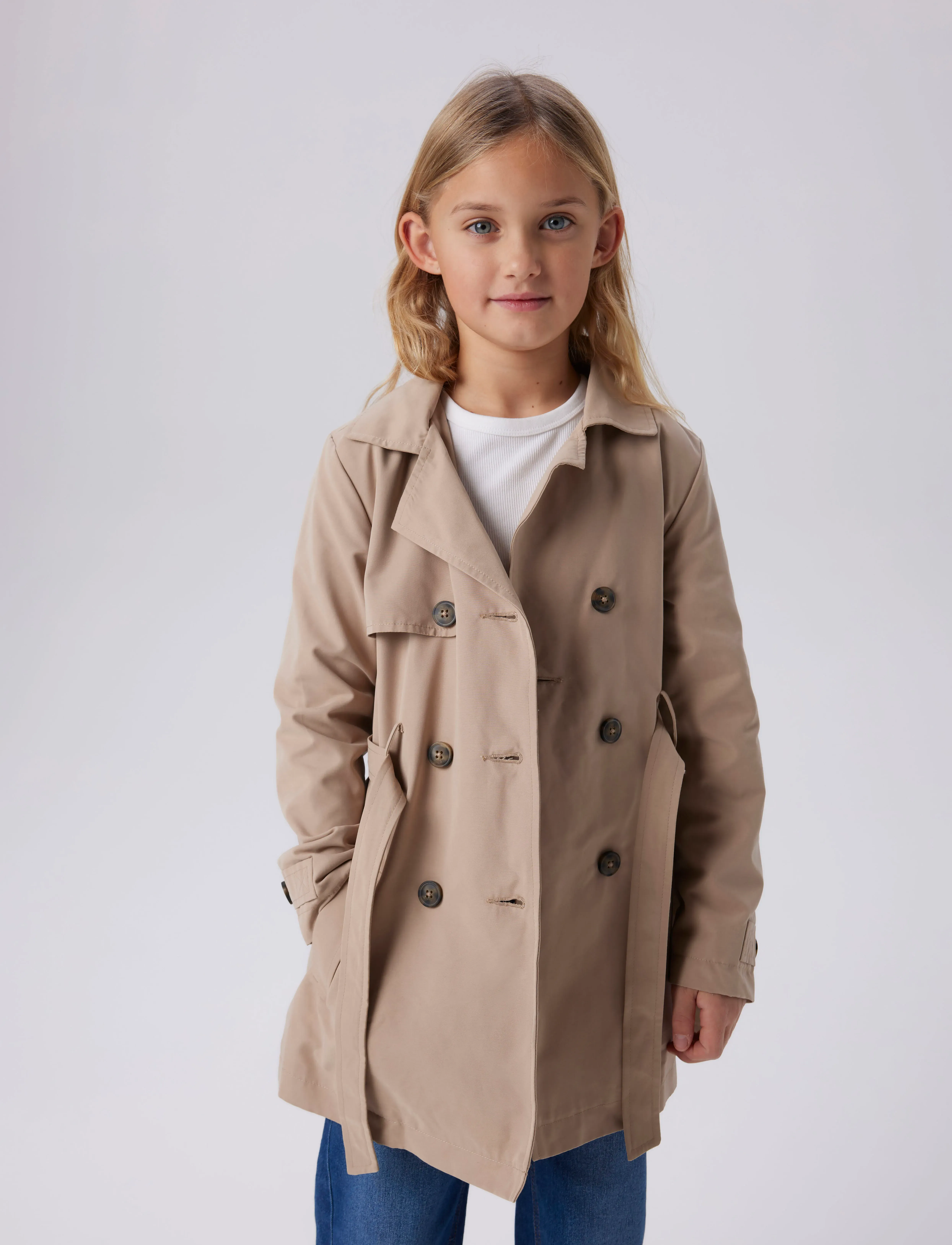 name it Nkfmadelin Trench Coat Noos, 128, Jackets & Coats, Beige - Kinder