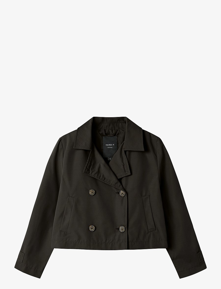 name it - NKFMADELIN TRENCH COAT SHORT - mäntel - black - 0