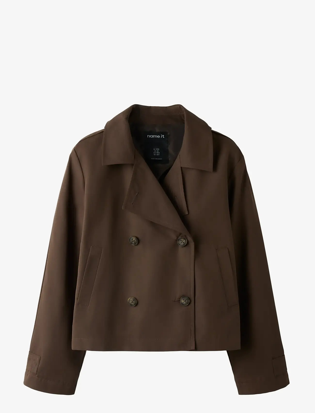 name it - NKFMADELIN TRENCH COAT SHORT - mēteļi - chocolate brown - 0