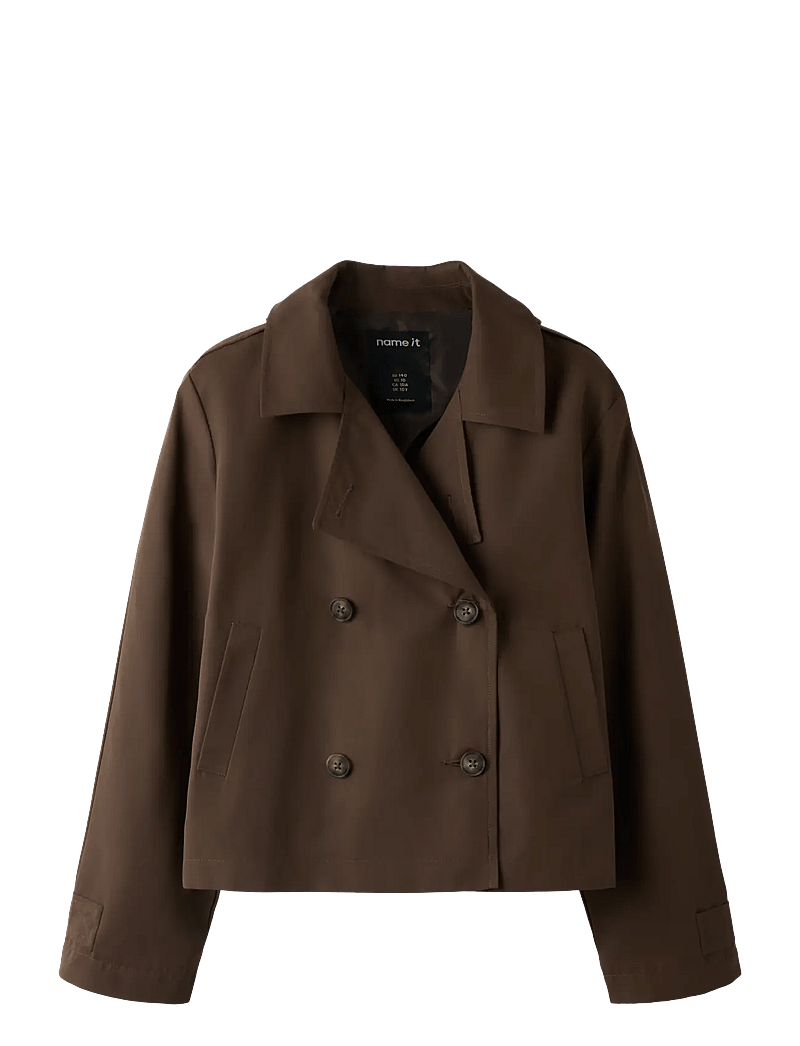 name it - NKFMADELIN TRENCH COAT SHORT - mäntel - chocolate brown - 0