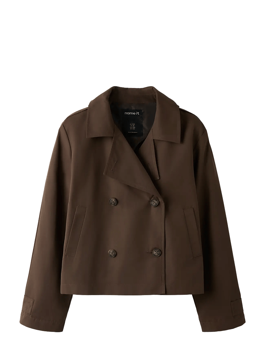 name it - NKFMADELIN TRENCH COAT SHORT - mäntel - chocolate brown - 0