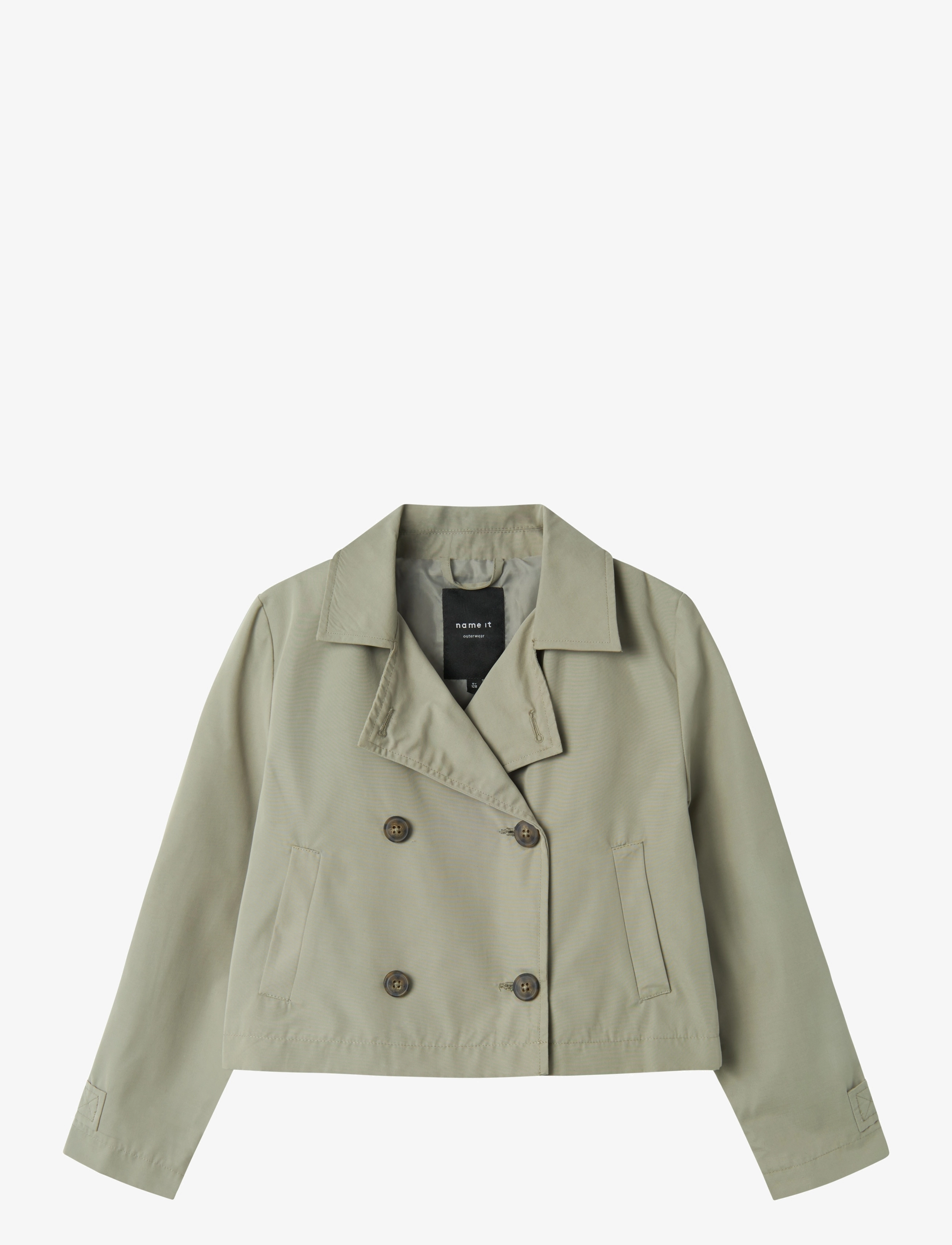 name it NKFMADELIN TRENCH COAT SHORT - Frakker - SHADOW / green