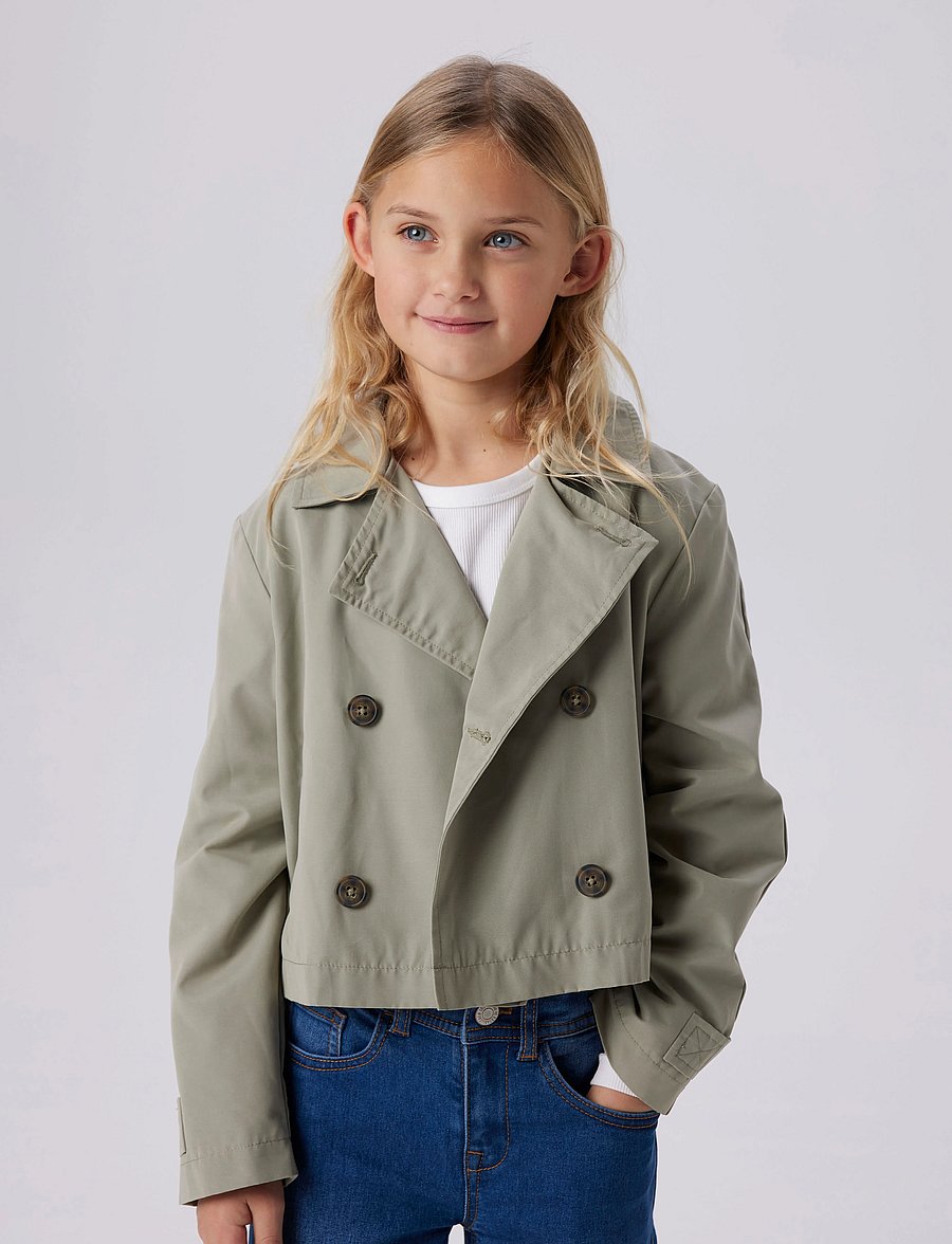 name it - NKFMADELIN TRENCH COAT SHORT - mäntel - shadow - 0