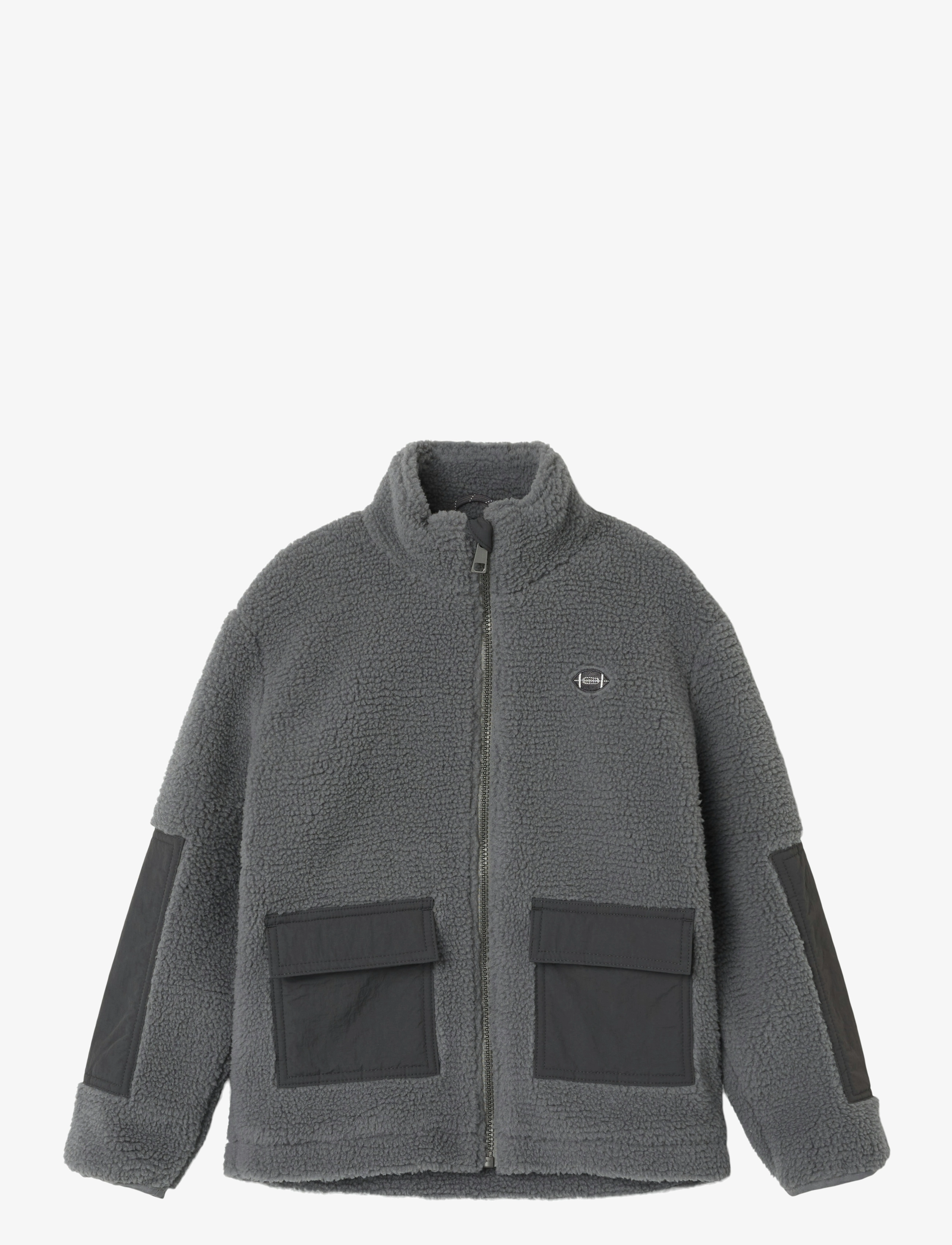 name it Nkmmonico Teddy Jacket, Børn, Teddyjakke, Grå, Str: 164